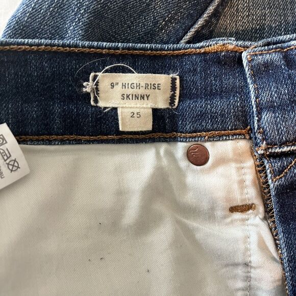 Madewell Womens 9" High Rise Skinny Jeans Size 25 Medium Wash Raw Hem Distressed - Picture 5 of 10